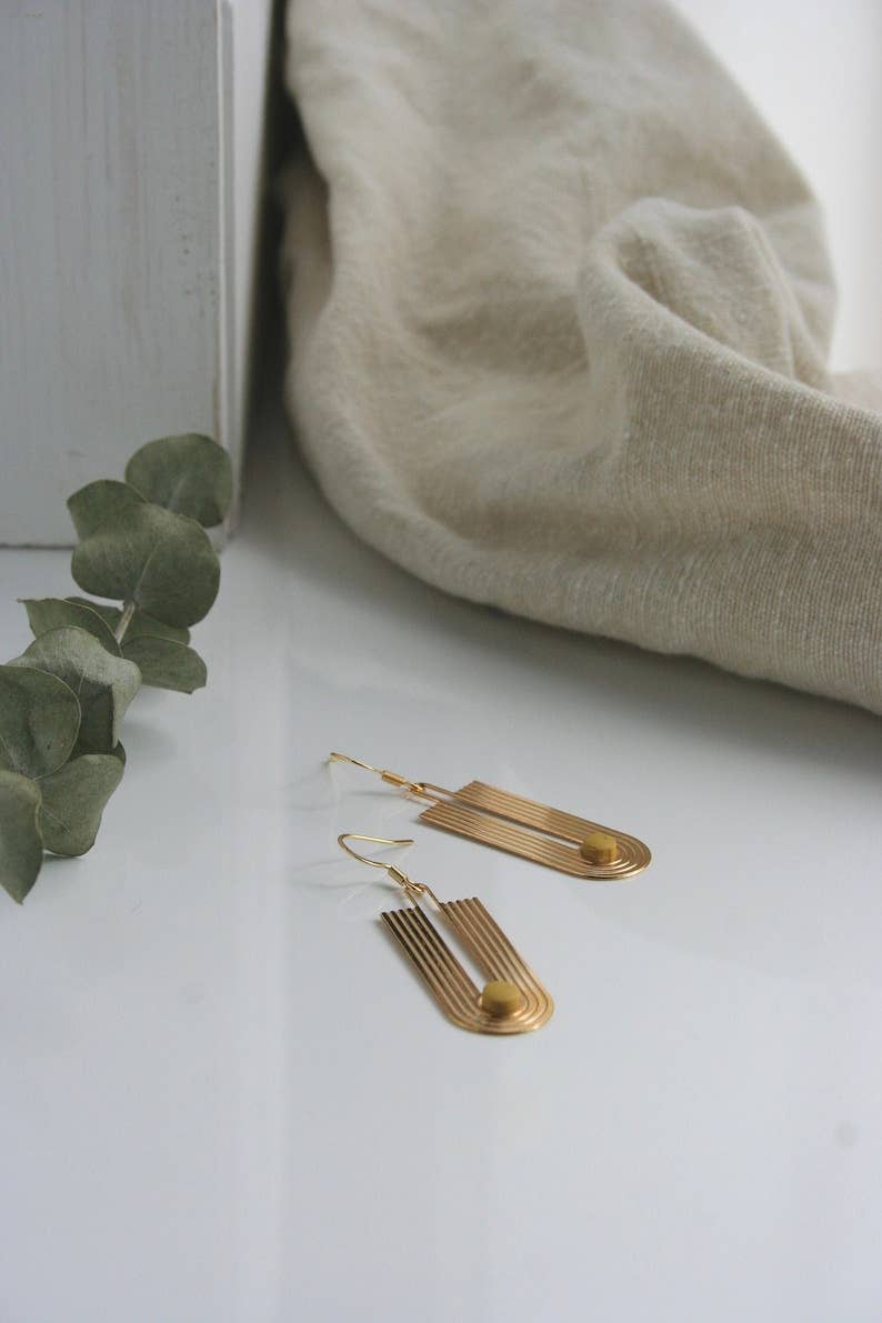Bohemian Art Deco Earrings: Green