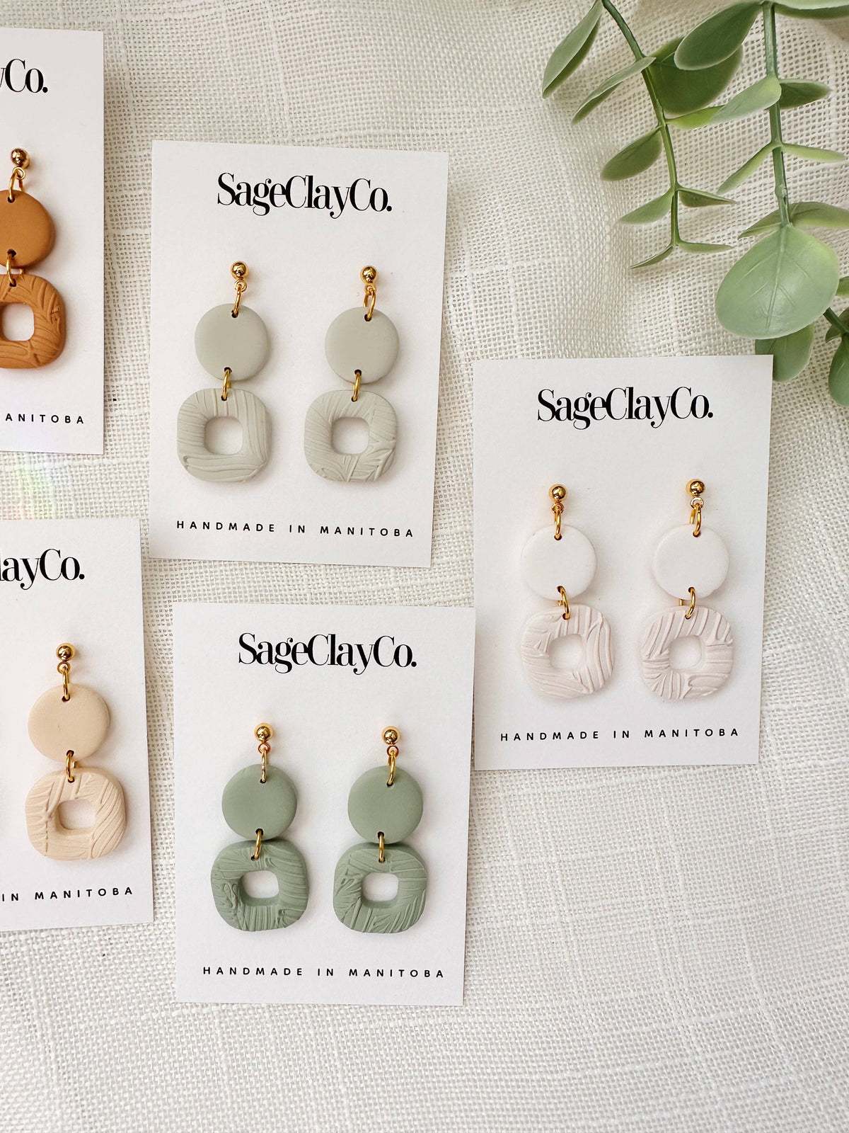Harper Clay Earrings | Linen