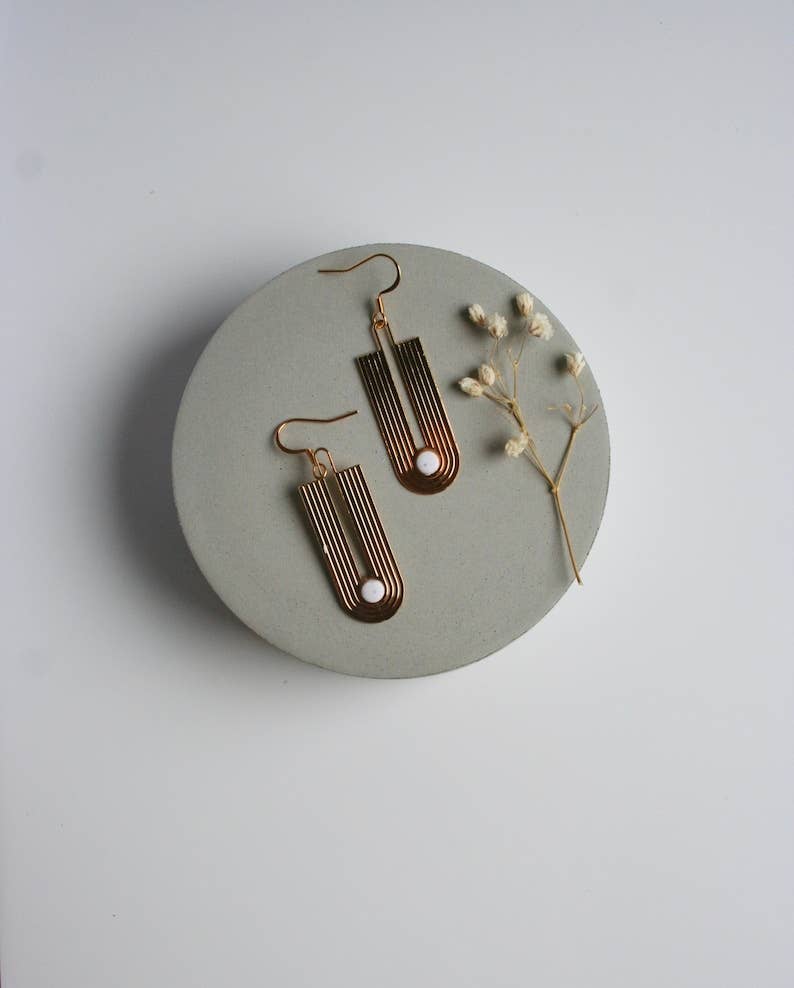 Bohemian Art Deco Earrings: Green