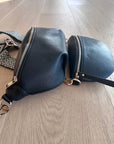 Large Crossbody Handbag: Black Leather