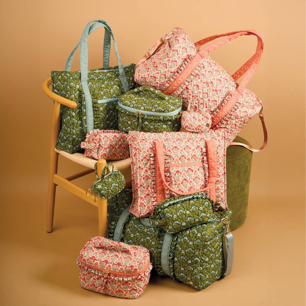 Glam &amp; Go Quilted Cosmetic Bag: Everbloom Forest Green