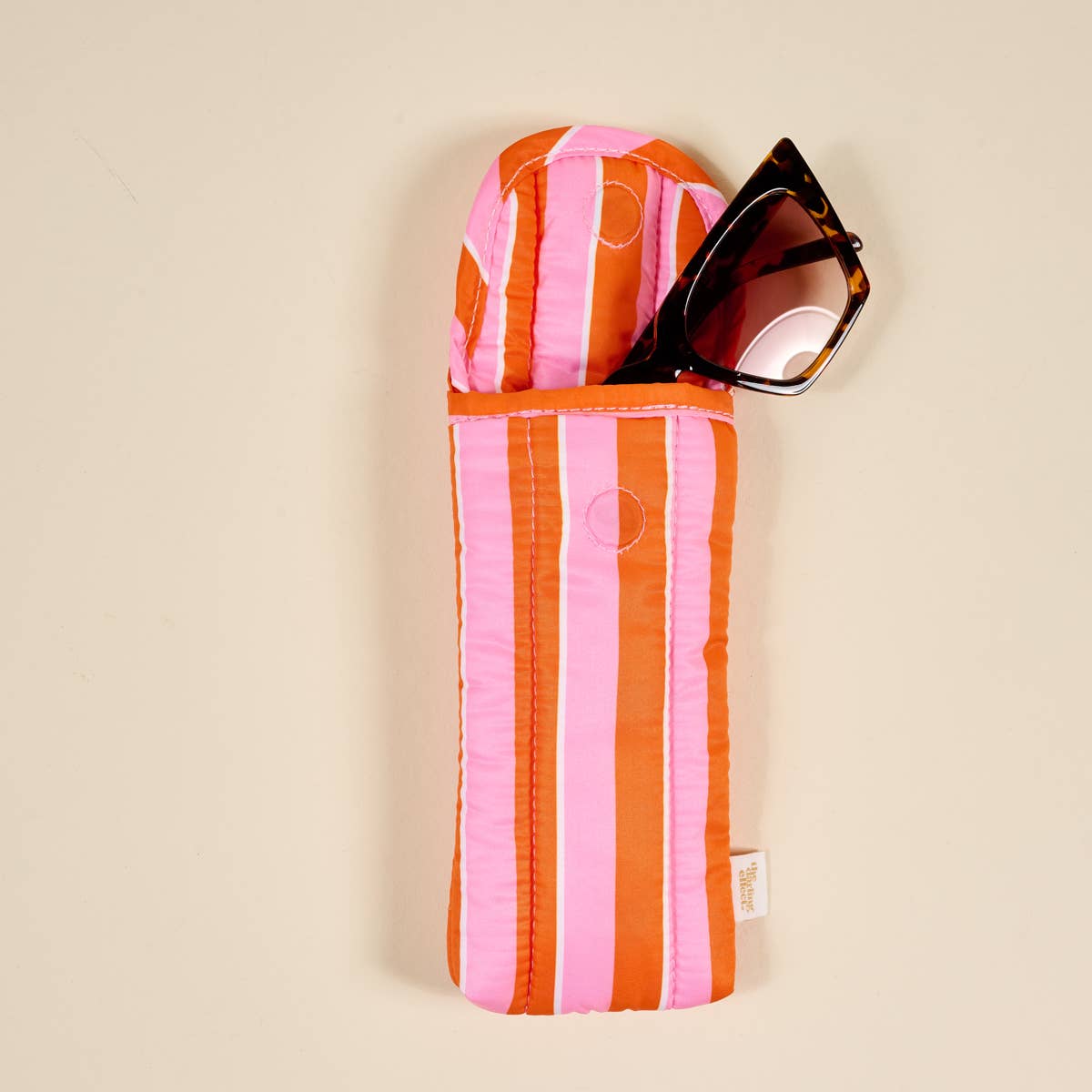 Puffy Sunglasses Case: Sicily Stripes Pink