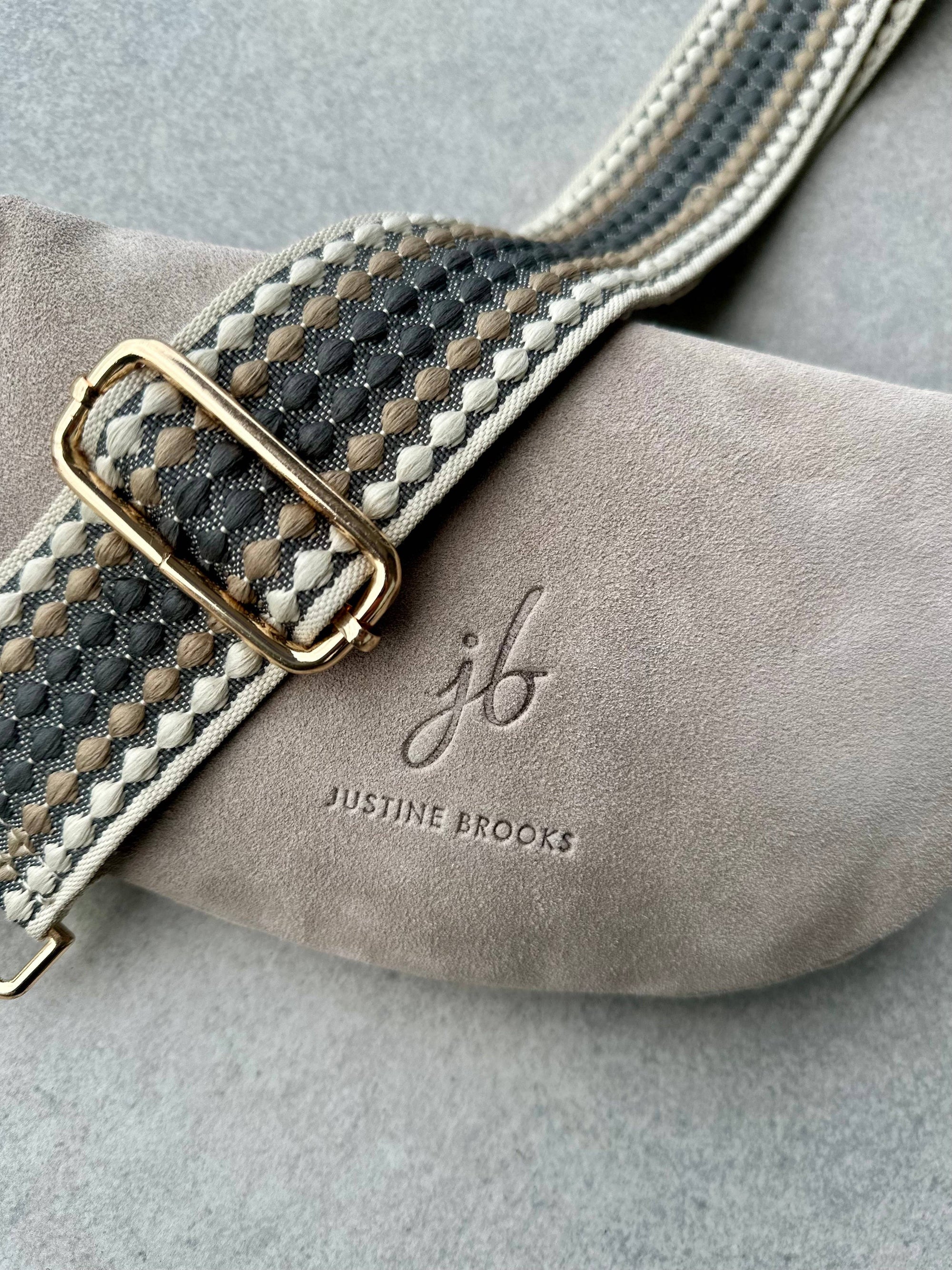 Crossbody Handbag: Cream White Suede Leather