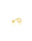 Smiley Face Flat Back Single Stud | 14K Gold