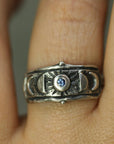 Moon Goddess Blue Sapphire Ring