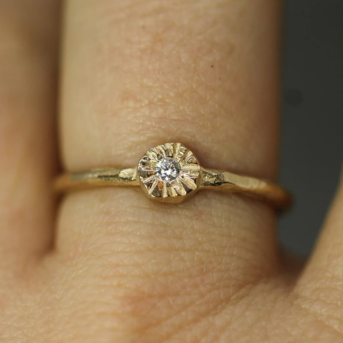 Little Sun Diamond Ring | Solid Gold