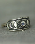 Moon Goddess Blue Sapphire Ring