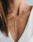 Dot Pearl Lariat Necklace