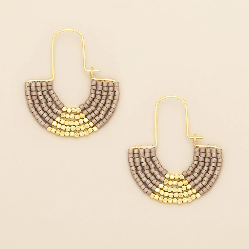 Chromacolour Miyuki U-Hoop Earring | Pewter/Gold