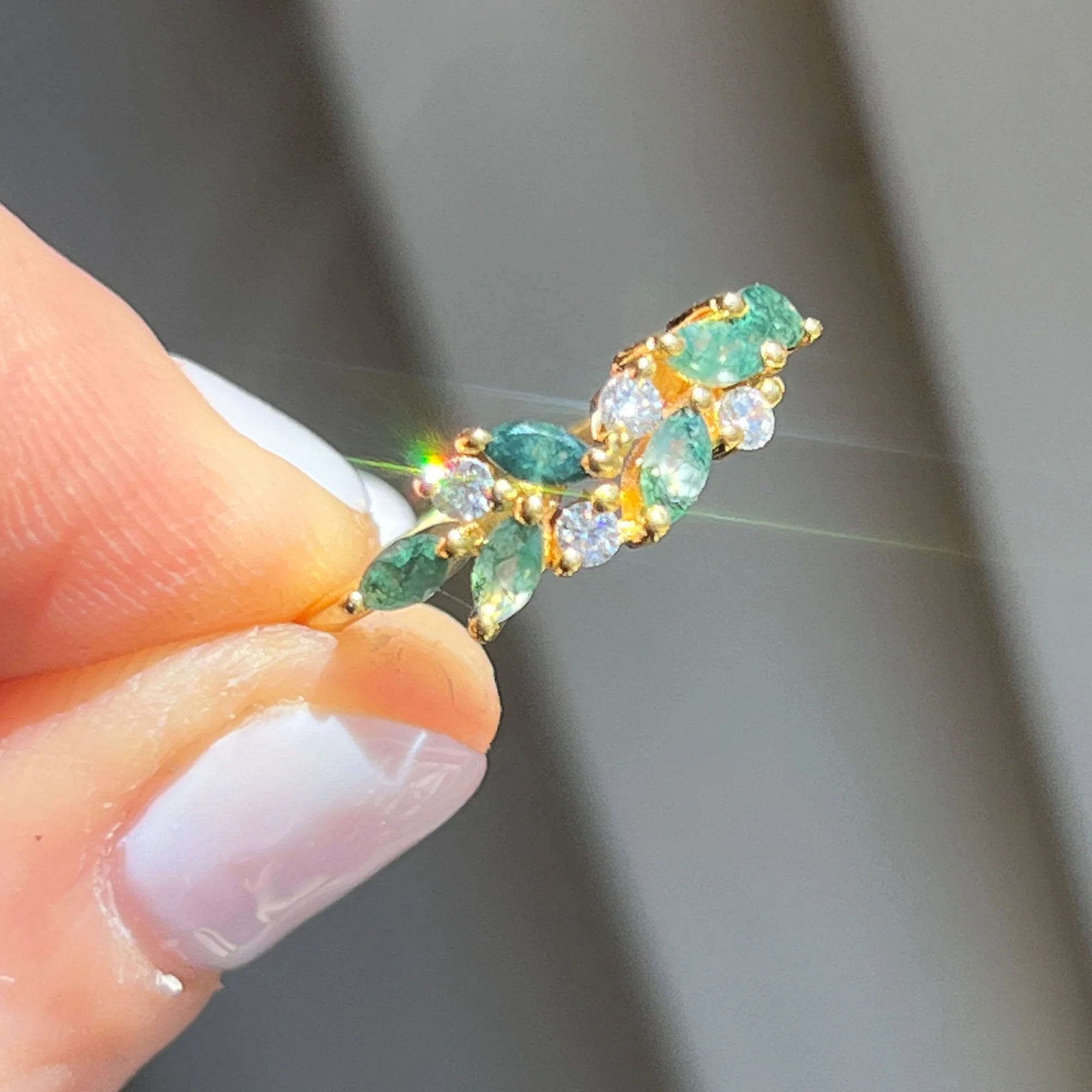 Orchard Ring: Moss Agate &amp; Topaz