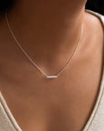 Pave Bar Necklace - Silver