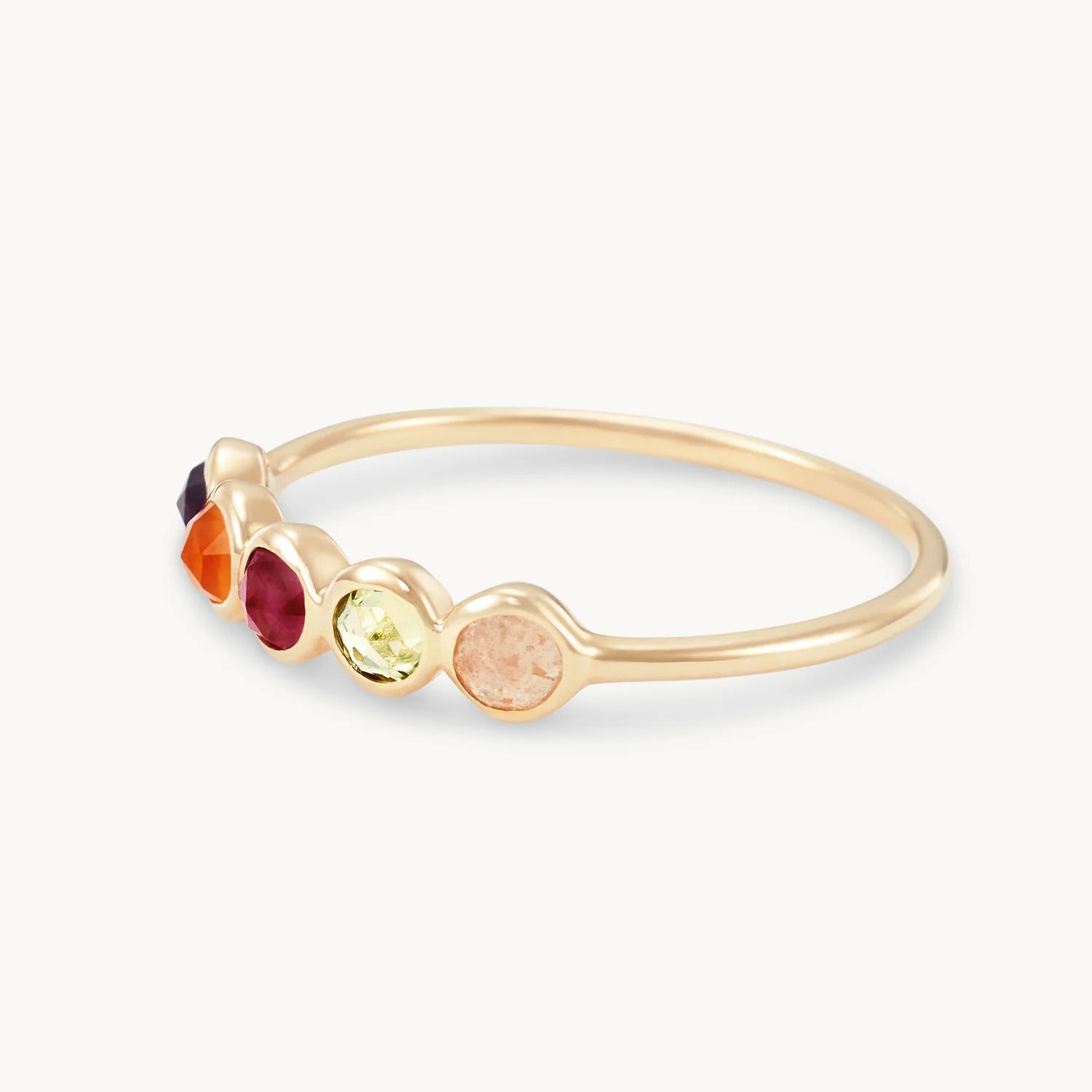Summer Sunset Five Stone Mood Ring | 14K Gold