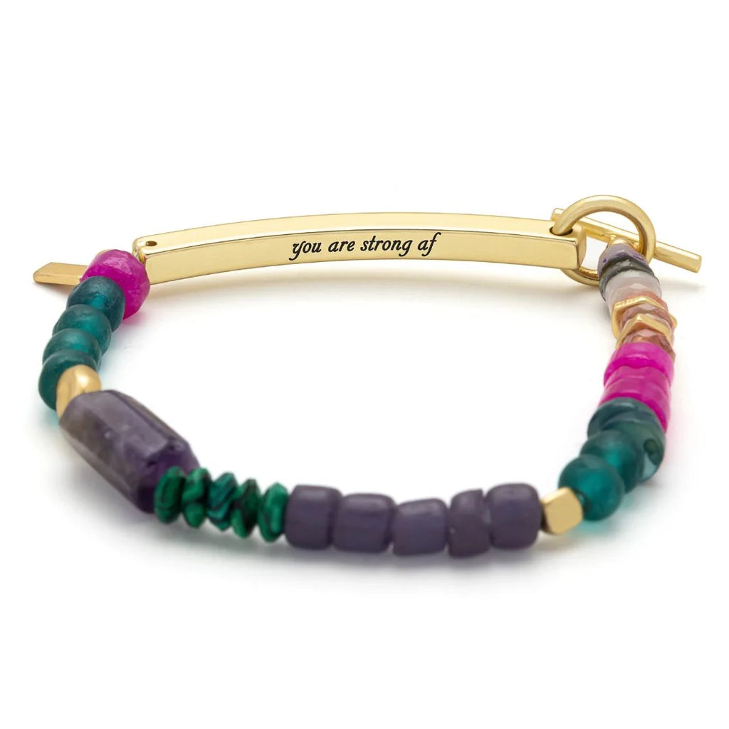 Hidden Message Bracelet |  Strong AF/Amethyst/Gold