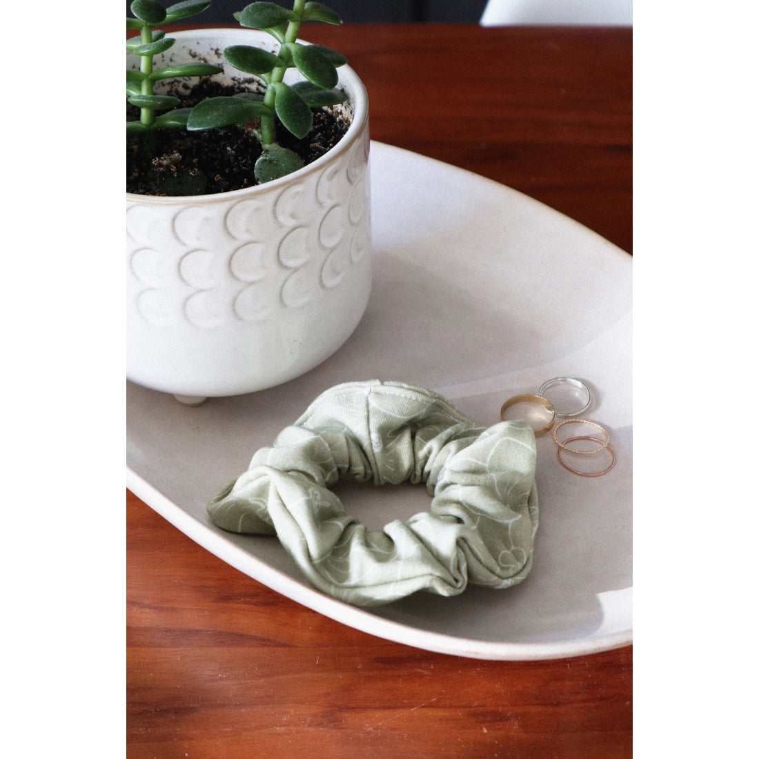 Olive Florals Organic Cotton Scrunchie
