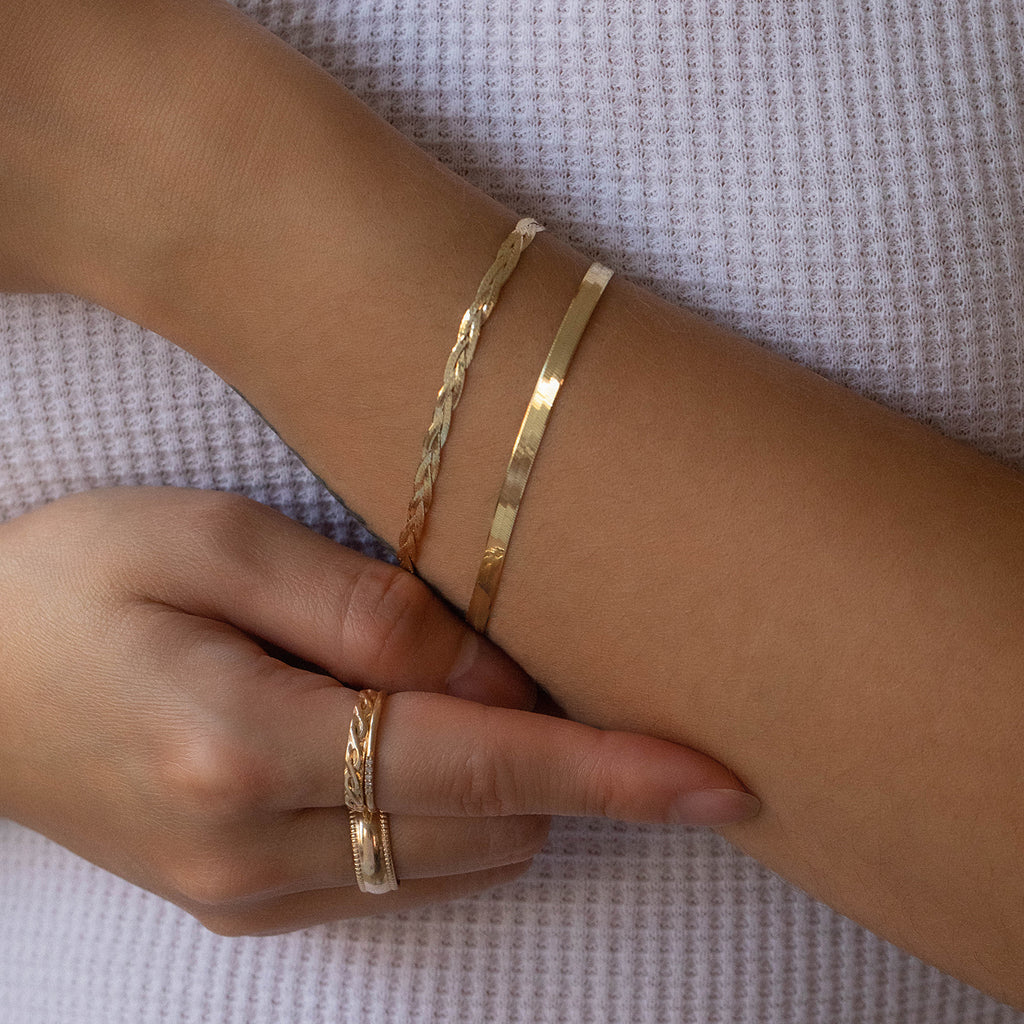 10k Braided Herringbone Bracelet