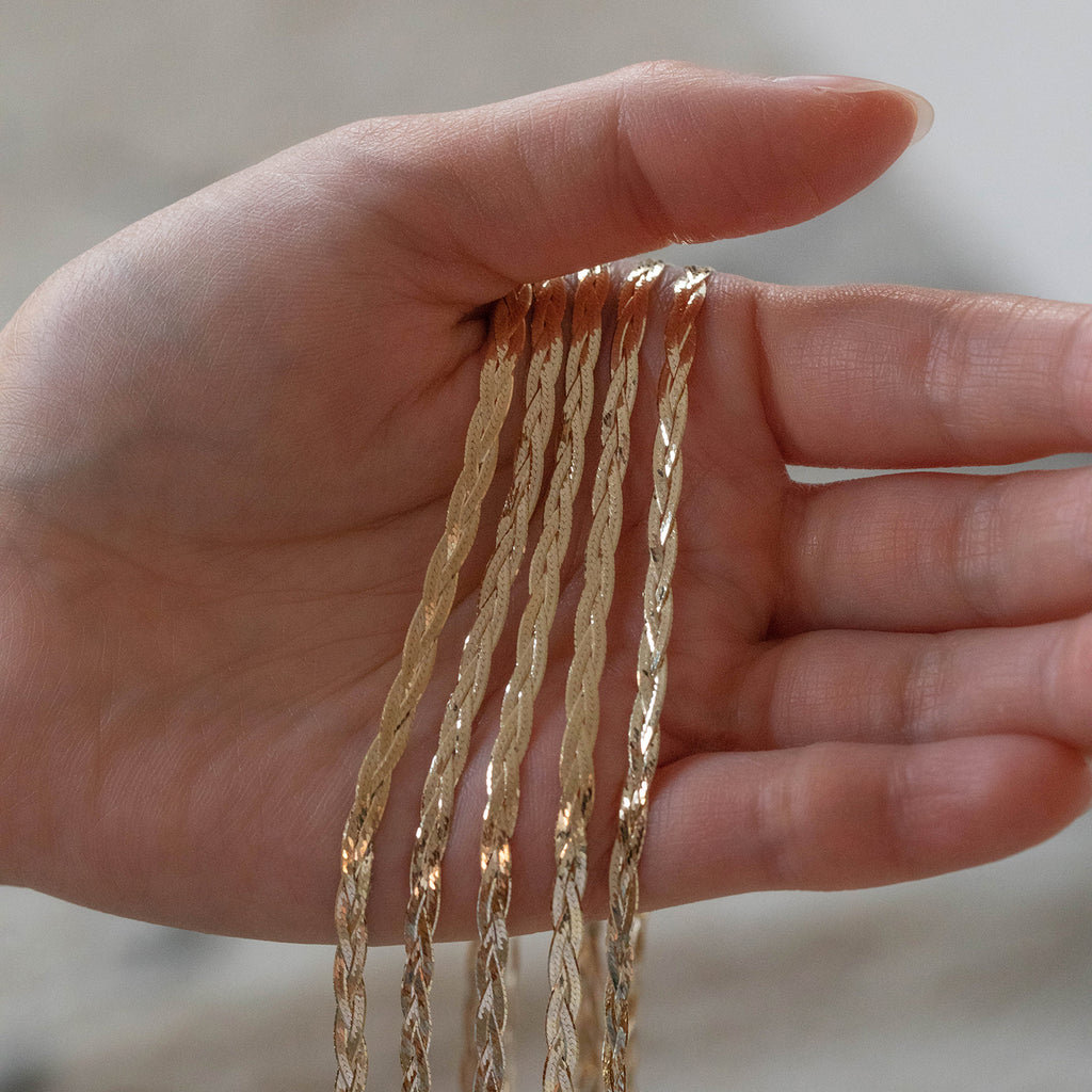 10k Braided Herringbone Bracelet