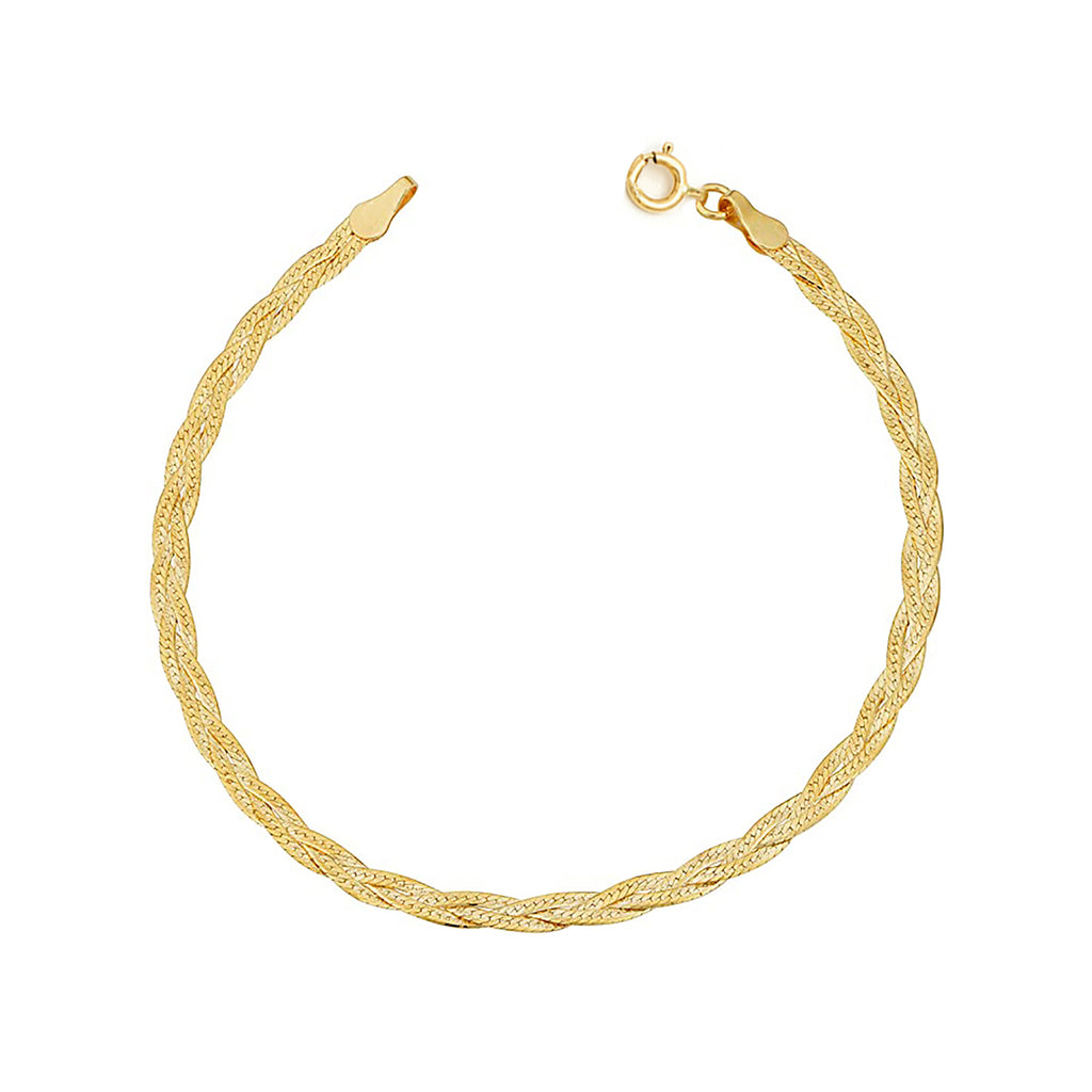 10k Braided Herringbone Bracelet