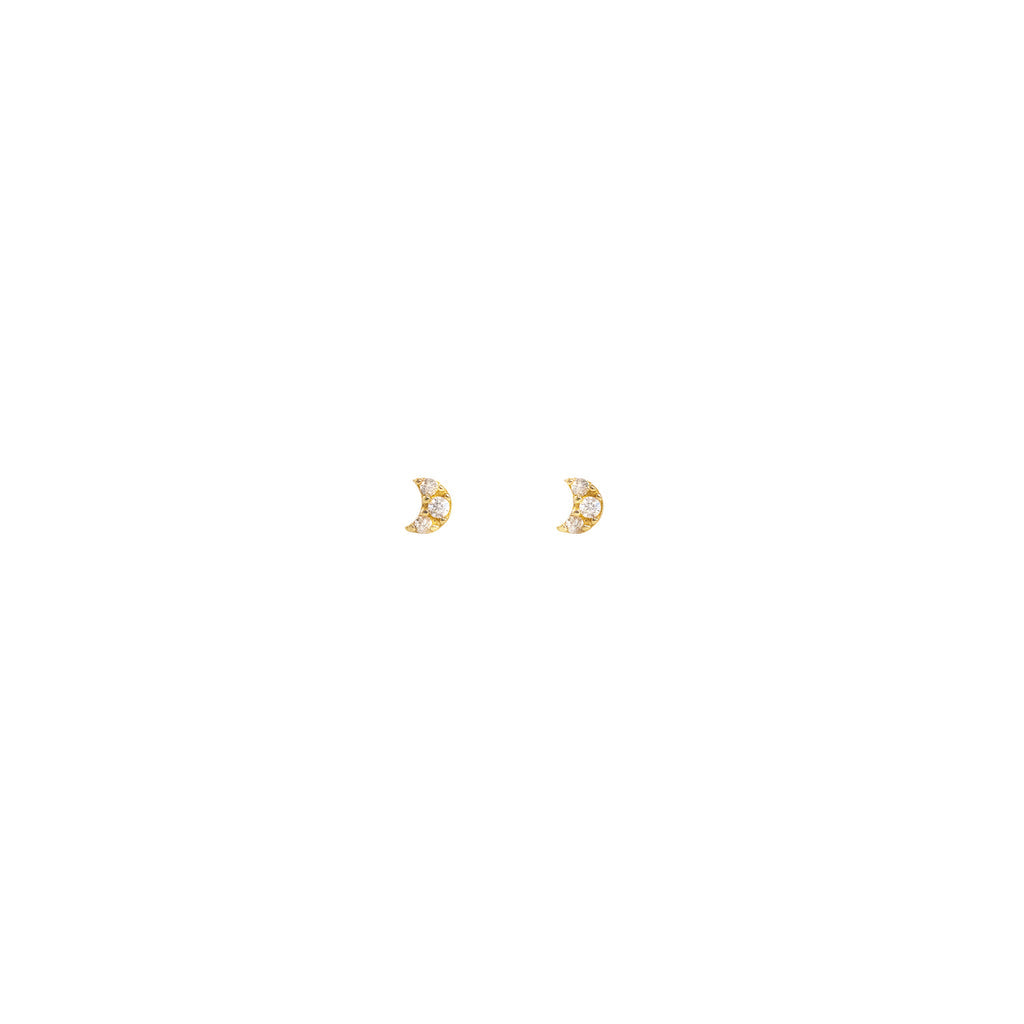 Mini Moon Studs | Solid Gold