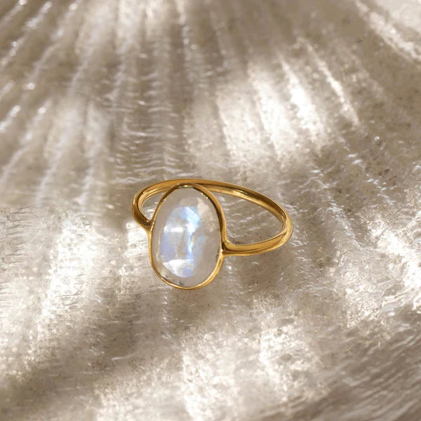 10k Selena Slice Ring: Moonstone