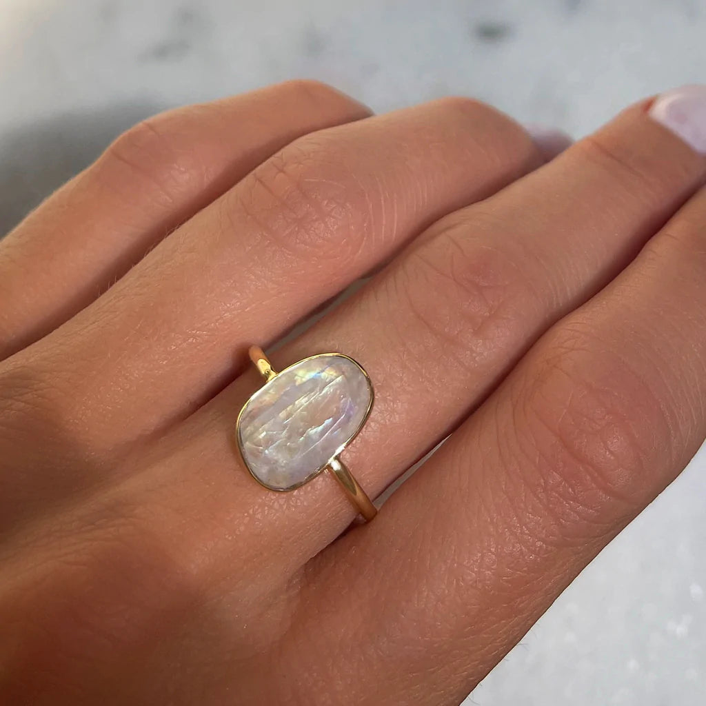 10k Selena Slice Ring: Moonstone