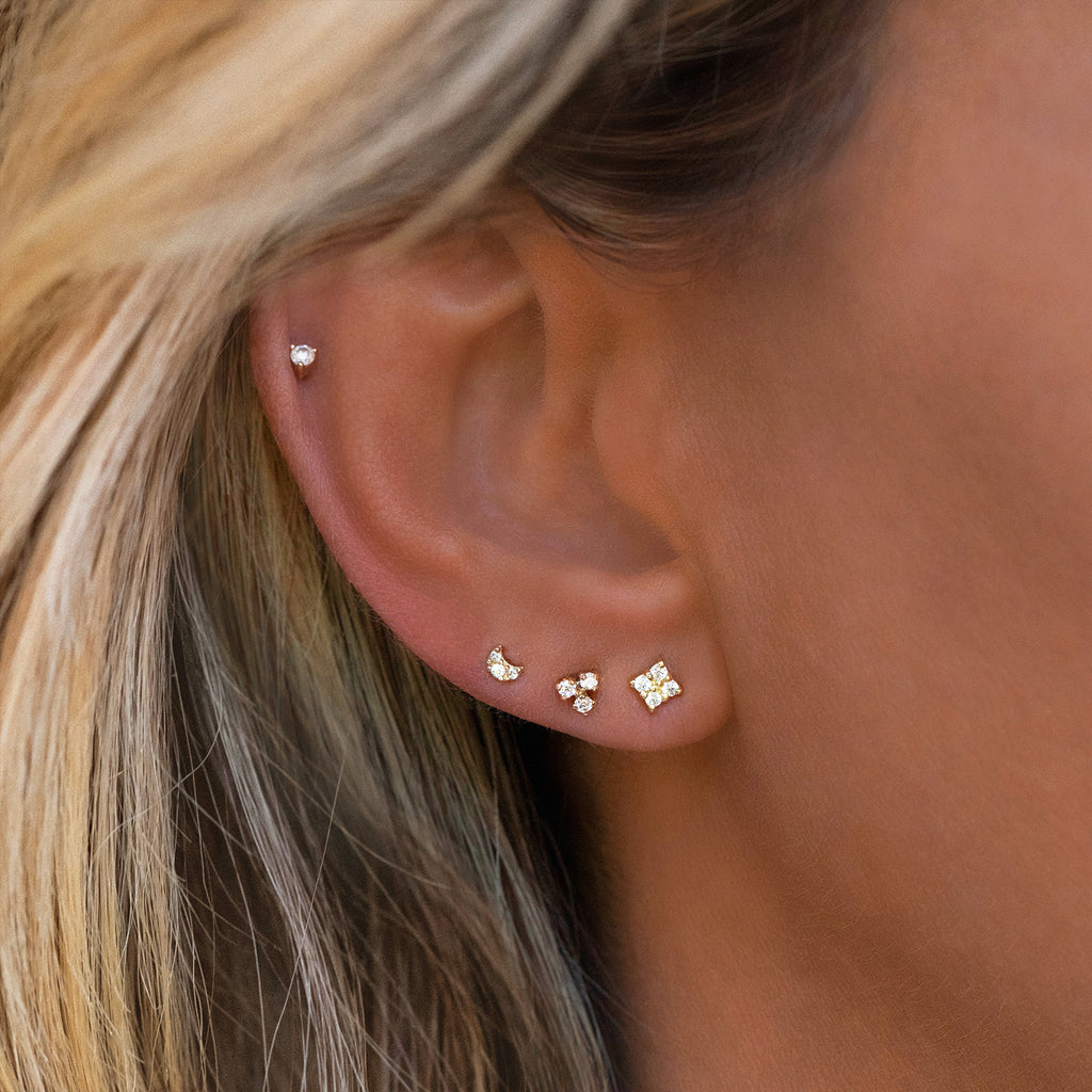 Mini Moon Studs | Solid Gold