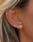 Mini Moon Studs | Solid Gold