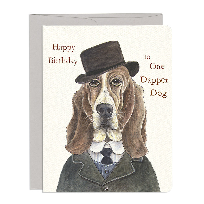 Dapper Dog Birthday - Greeting Card