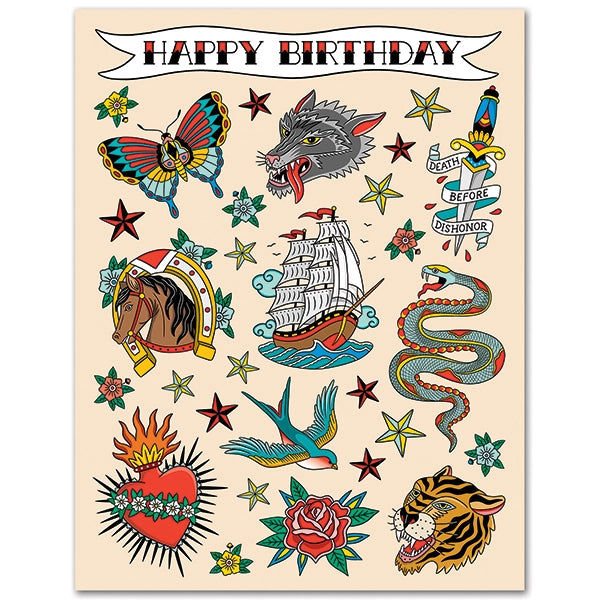 Tattoo Happy Birthday - Greeting Card
