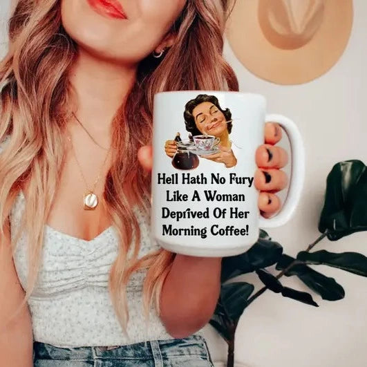 A Woman Deprived of Her Morning Coffee Mug