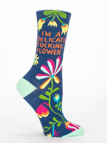 Blue Q I&#39;m A Delicate F*cking Flower Women&#39;s Crew Socks