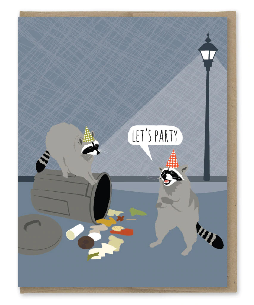 Raccoon Party Birthday - Greeting Card