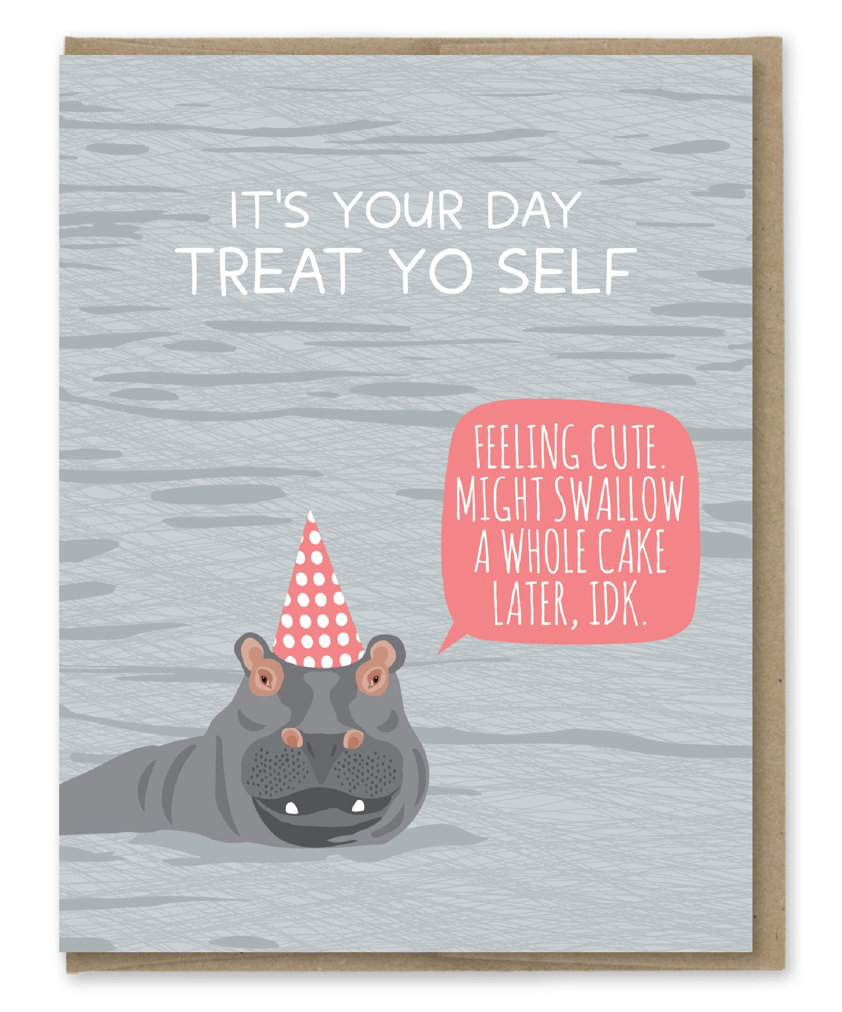 Hippo Cake Birthday - Greeting Card