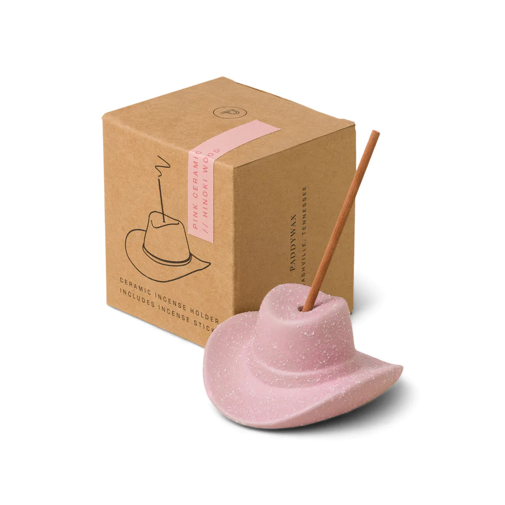 Cowboy Hat Incense Holder: Pink // Hinoki Wood