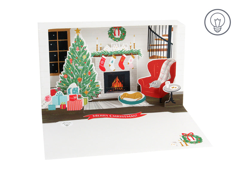 Stockings & Mantle Shadow Box - Greeting Card