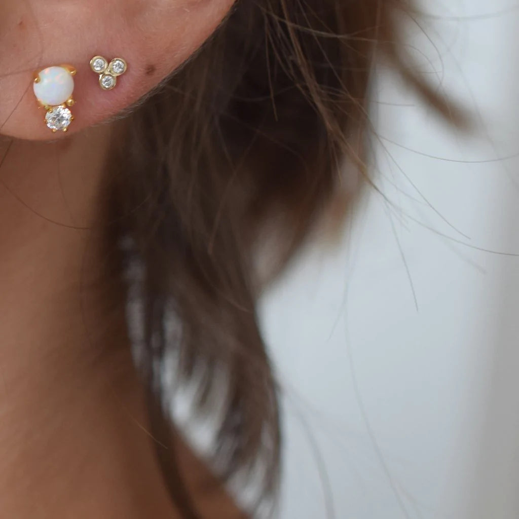 Diamond Trio Studs | 14K Gold