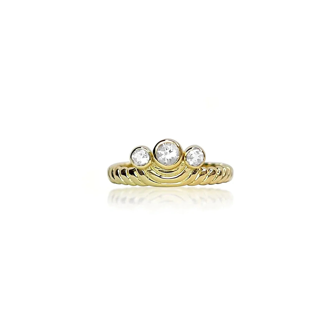 White Topaz Journey Ring: Gold