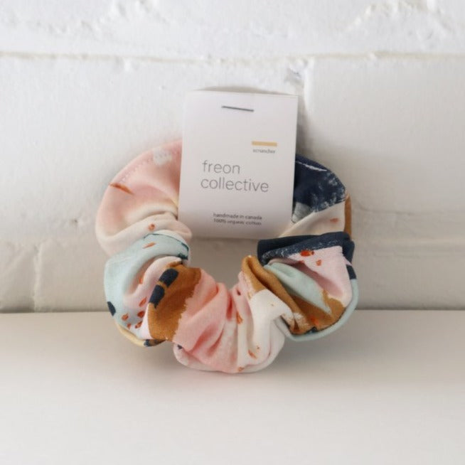 Navy Abstract Organic Cotton Scrunchie