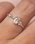 Moonstone & Diamond Droplet Ring | 10K Gold