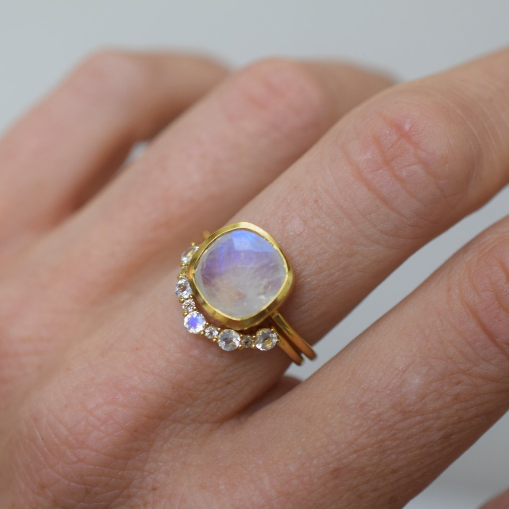 Rainbow Moonstone & Topaz Arc Ring | LA KAISER | JV Studios Boutique