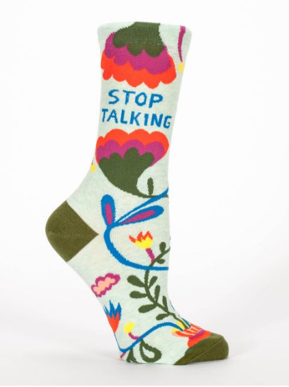 Blue Q Stop Talking Women&#39;s Crew Socks 
