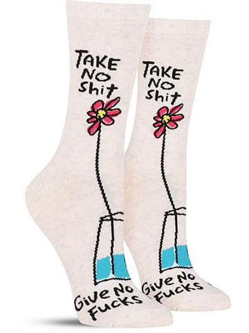 Blue Q Take No Shit Give No Fucks Women's Crew Socks