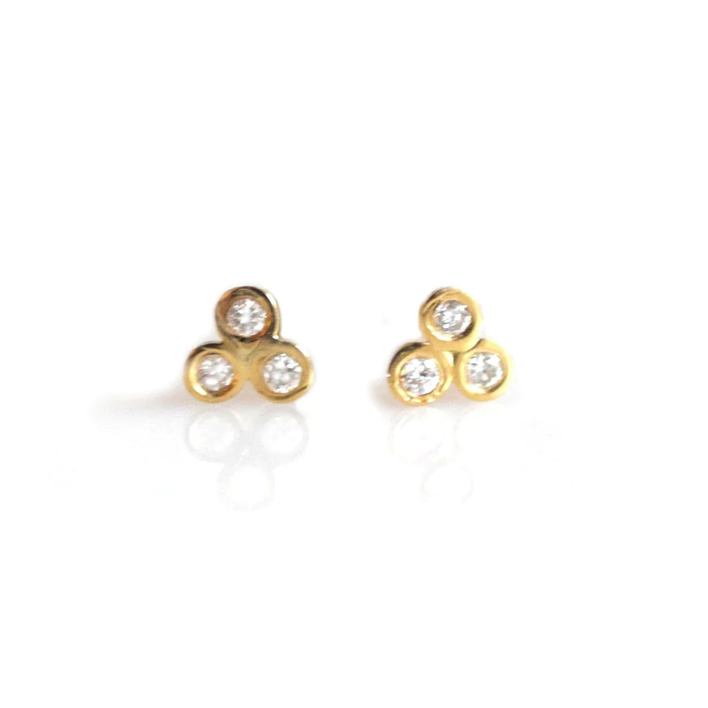 Diamond Trio Studs | 14K Gold