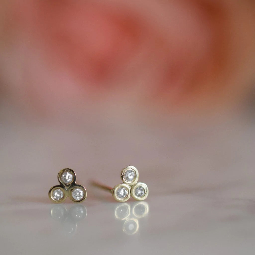 Diamond Trio Studs | 14K Gold