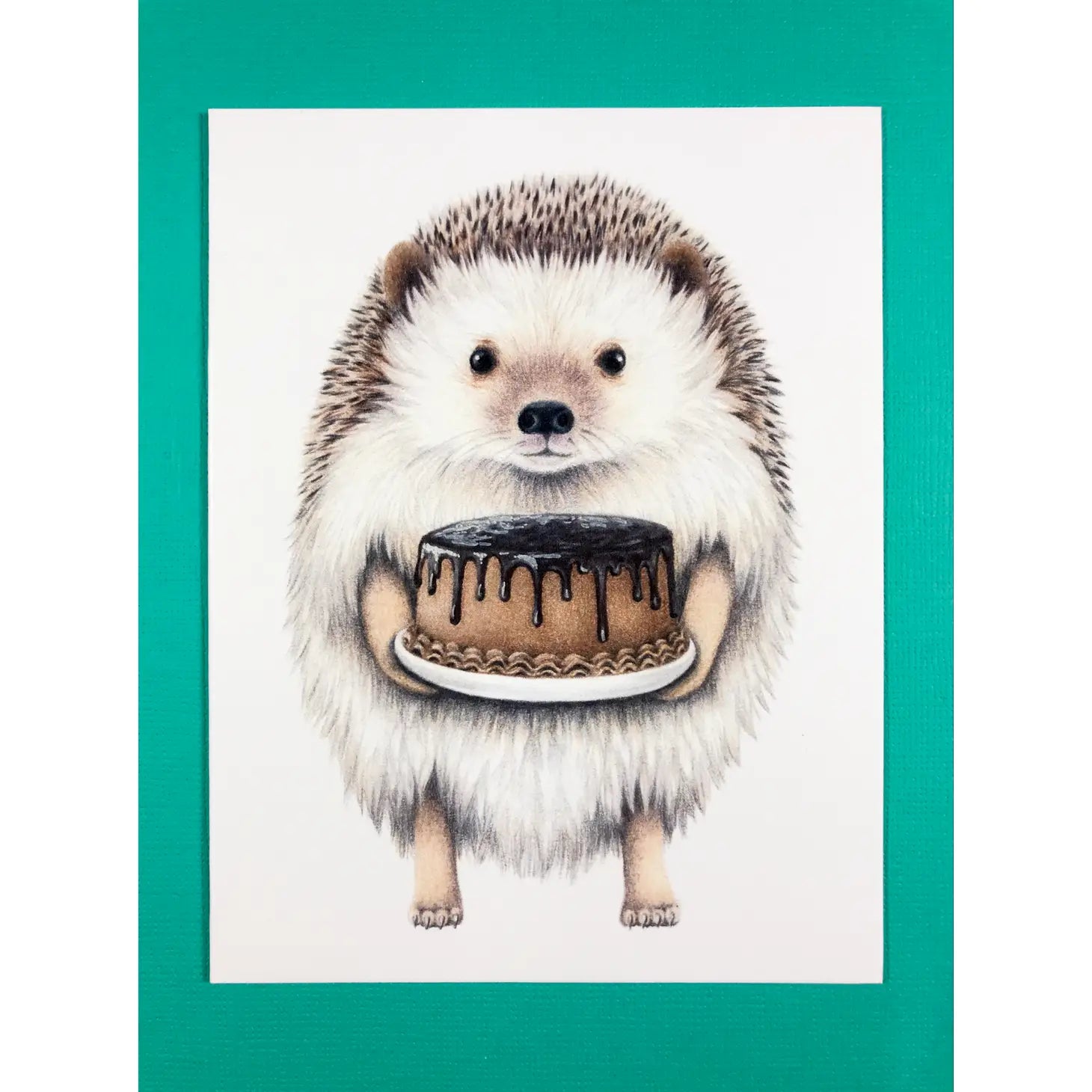 Hedgehog With Cake - Greeting Card