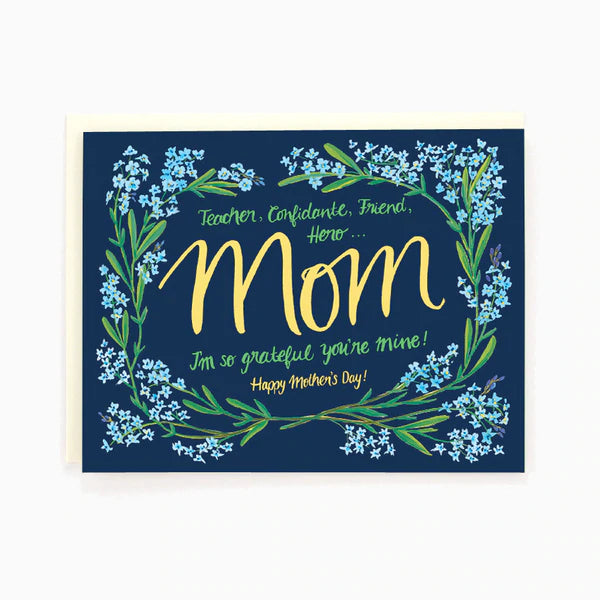 Mom Blue Flowers - Greeting Card