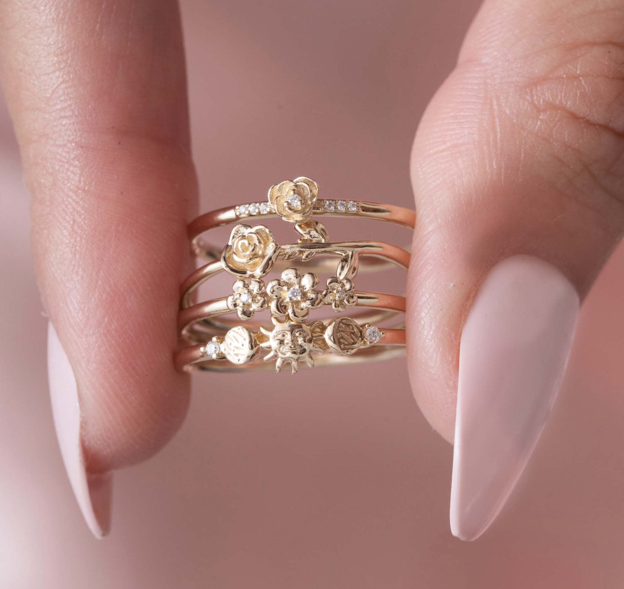14K Gold Diamond Rose Petal Ring | LA KAISER | JV Studios Boutique