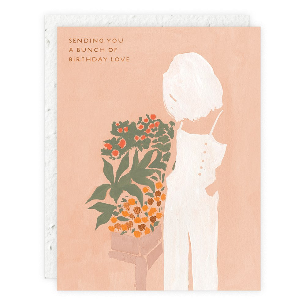 Girl and Flowers - Greeting Card